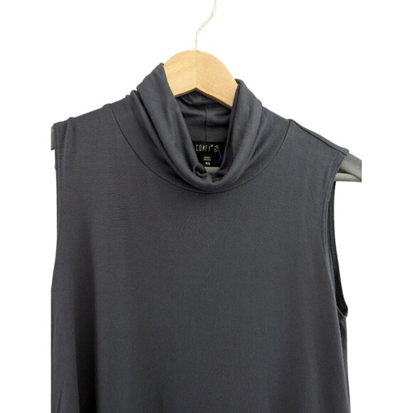 Comfy USA Lagenlook Casual Turtleneck Sleeveless Casual Top - Picture 3 of 5